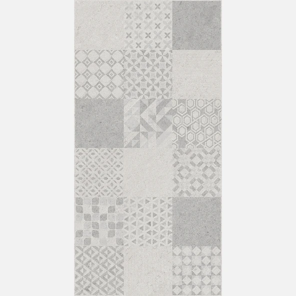 Çanakkale Seramik Urban Patchwork Dekor Karo Gri 40 x 80 cm 1,28 m2 (2'li Paket) ürün görseli 1