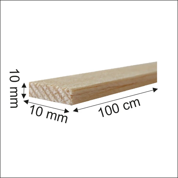 Neuhofer Balsa Ahşap Çıta  10x10 mm 100 cm (8'li Paket) ürün görseli 1