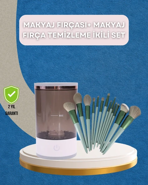 13 Parça Makyaj Fırça Seti + Otomatik Fırça Temizleyici ürün görseli 1