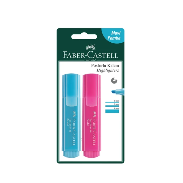 Faber Castell 2'li Fosforlu Kalem 46 Pastel Mavi Gül (7'li Paket) ürün görseli 1