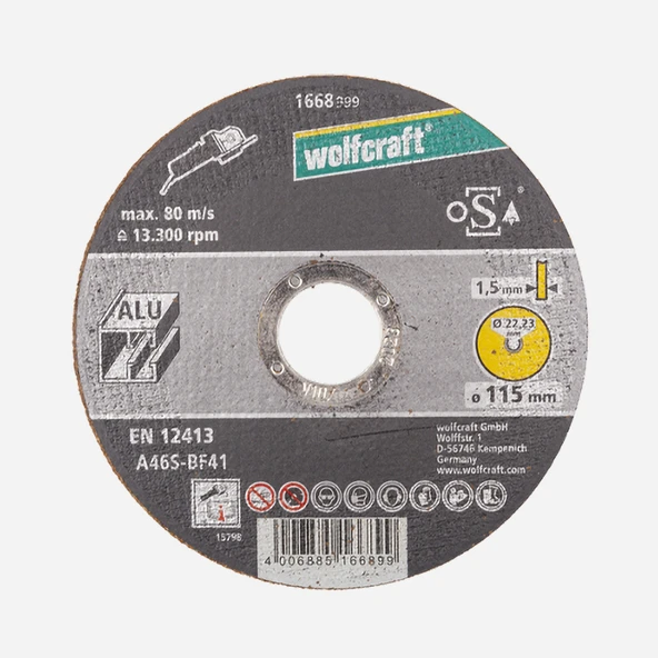 Wolfcraft Alüminyum Disk Ø125x1,5x22,2mm (8'li Paket) ürün görseli 1