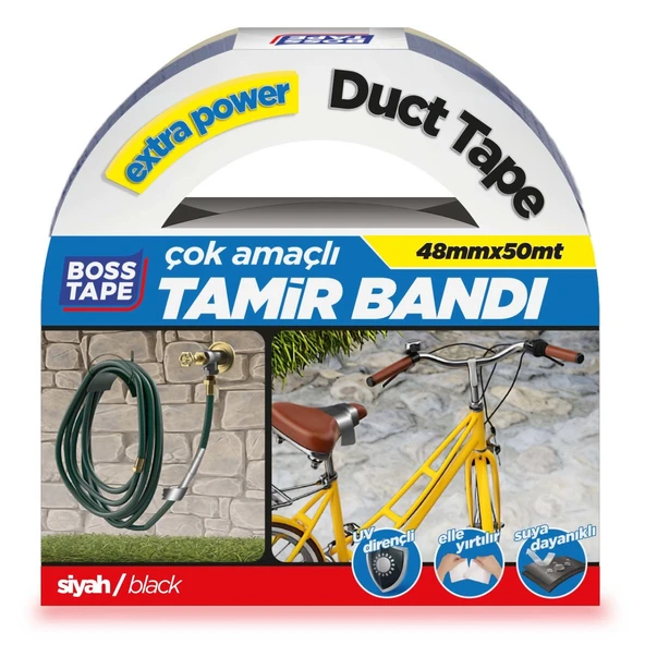 Boss Tape 48mmx50m Siyah Duck Tape Tamir Bandı (7'li Paket) ürün görseli 1