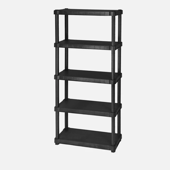 Regalux 5 Katlı Plastik Raf 80x30x188 cm Siyah ürün görseli 1