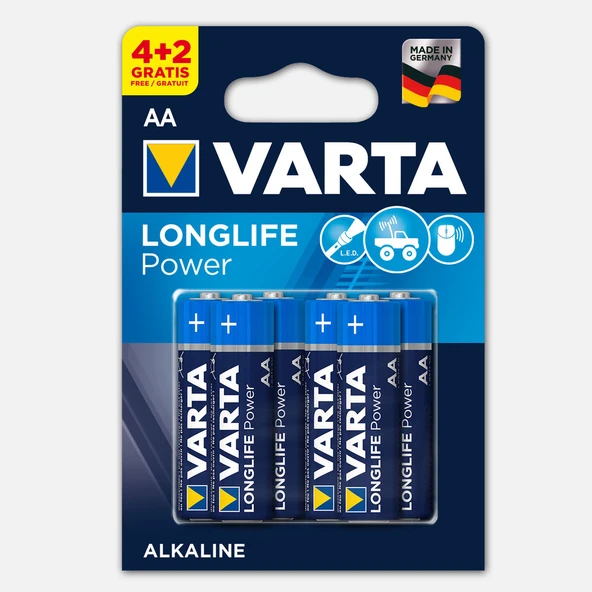 Varta Longlife Power  4+2 AA Alkalin Pil (6'li Paket) ürün görseli 1