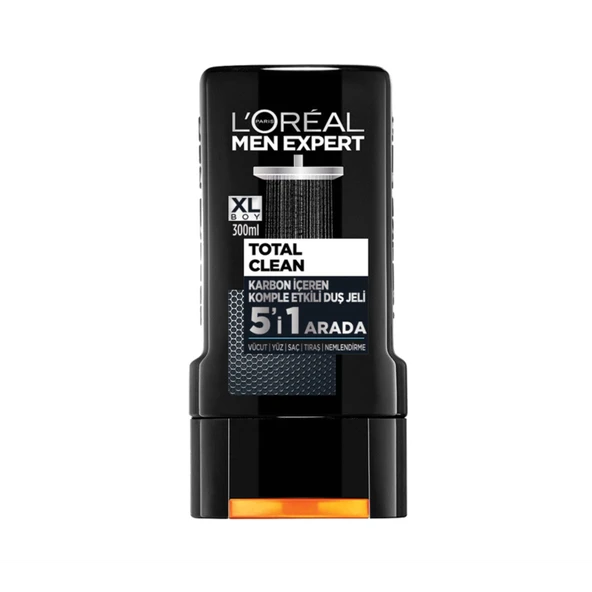 L'Oréal Paris Men Expert Total Clean 5'İ 1 Arada Kömürlü Duş Jeli 300 Ml (3'li Paket) ürün görseli 1