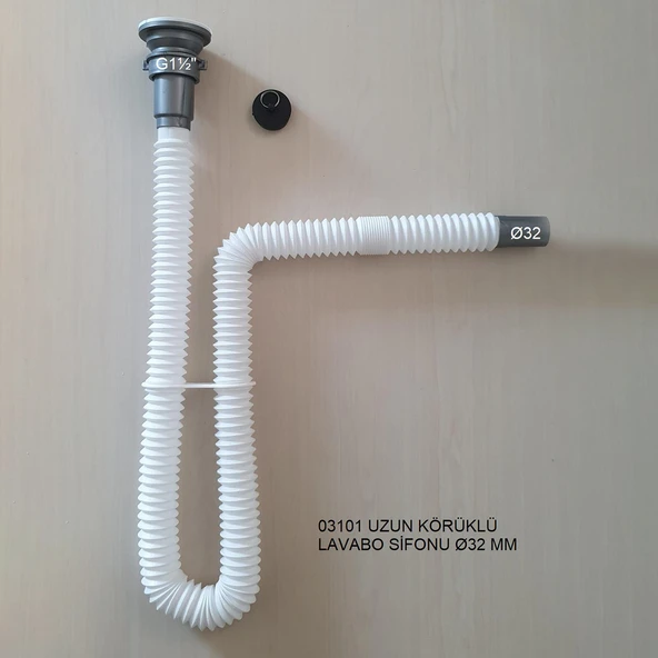 Adell Uzun Körük Gövdeli Lavabo Sifonu (4'li Paket) ürün görseli 1