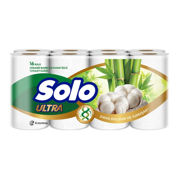 Solo Ultra Organik Bambu & Pamuk Özlü Tuvalet Kağıdı 16'lı (6'li Paket) ürün görseli 1