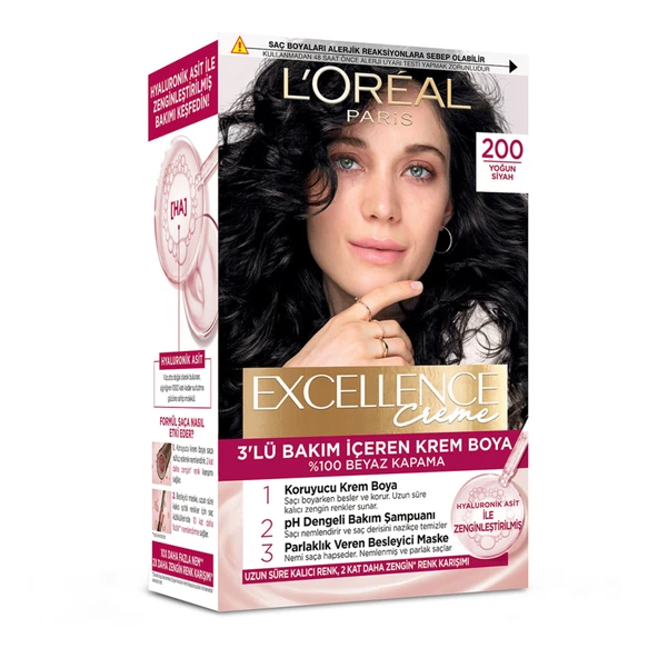 Excellence Creme 200 Yoğun Siyah Saç Boyası 192 Ml (3'li Paket) ürün görseli 1