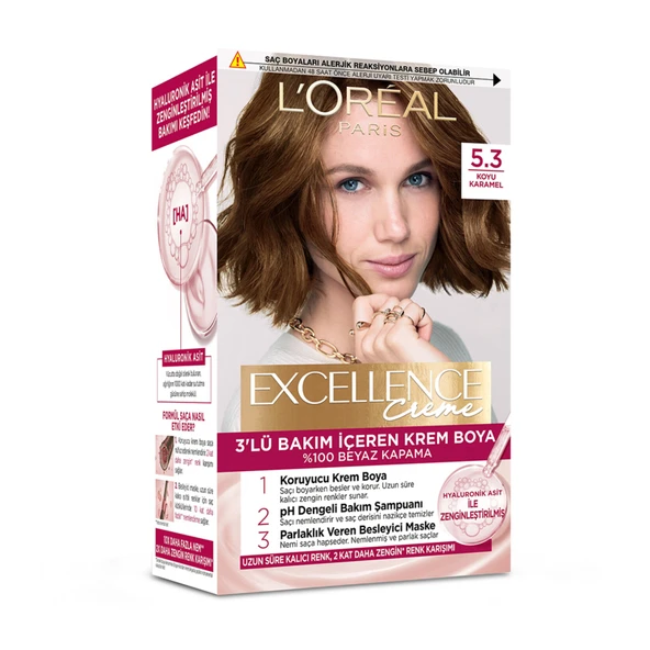 Excellence Creme 5.3 Koyu Karamel Saç Boyası 192 Ml (3'li Paket) ürün görseli 1