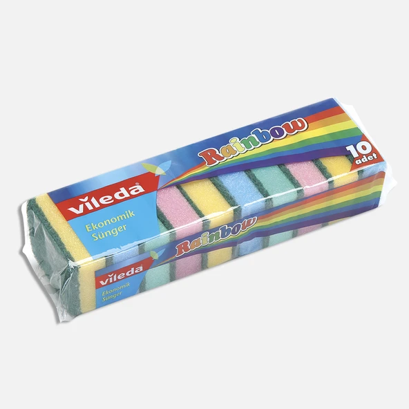 Vileda Rainbow 10'lu Dikdörtgen Bulaşık Süngeri (7'li Paket) ürün görseli 1