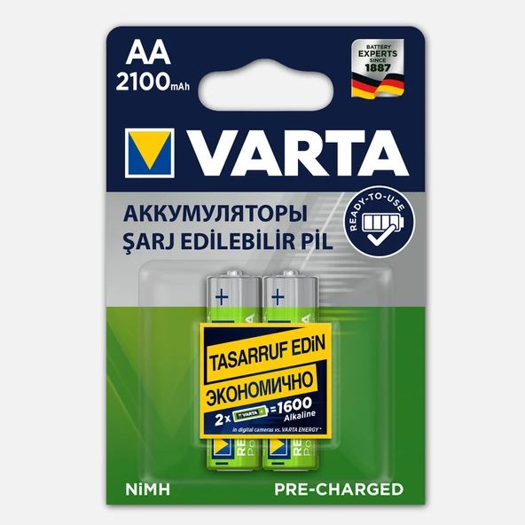 Varta Rech Accu Pow 2 AA 2100M Şarjlı Pil (2'li Paket) ürün görseli 1