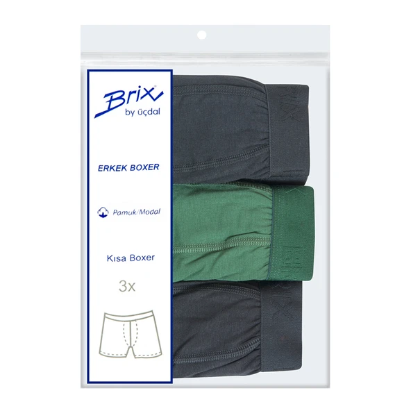 Brix Modal Erkek 3'lü Kısa Boxer XXL (2'li Paket) ürün görseli 1
