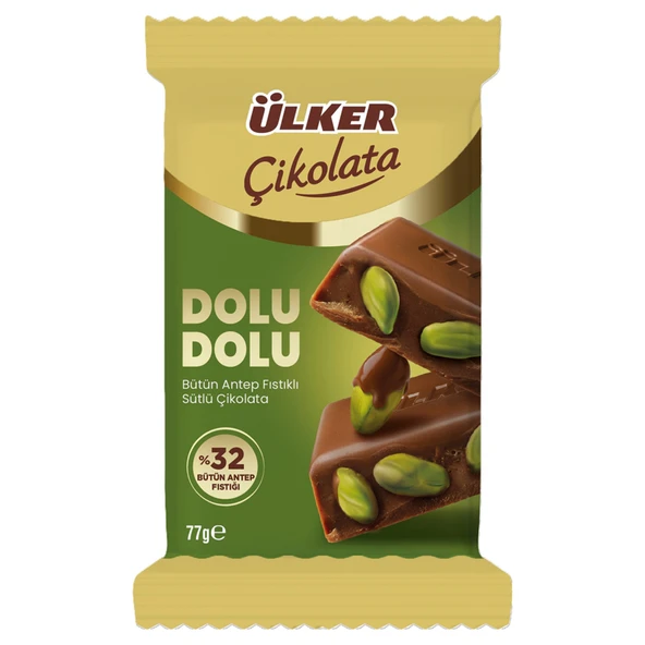 Ülker Çikolata Dolu Dolu Antep Fıstıklı 77 G (8'li Paket) ürün görseli 1