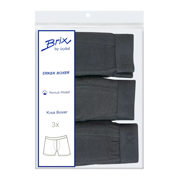 Brix Modal Erkek 3'lü Kısa Boxer XL (2'li Paket) ürün görseli 1