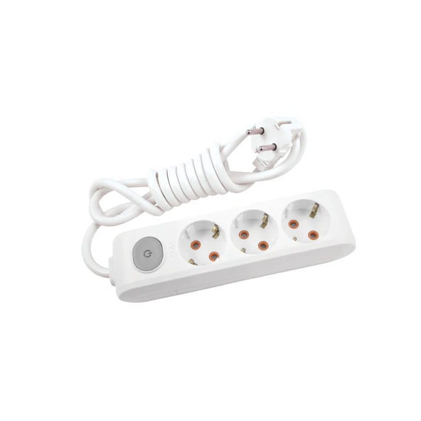 Viko Multi-Let 3'Lü Topraklı Kablolu Çocuk Korumalı 5 Metre Anahtarlı Priz Beyaz ürün görseli 1