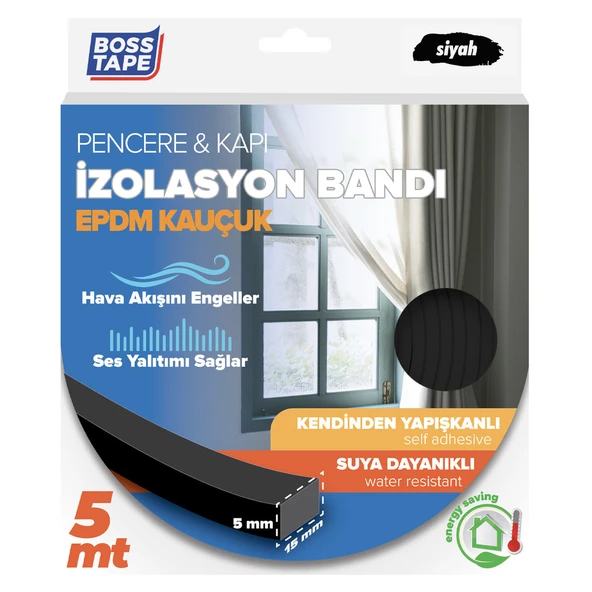 Boss Tape Epdm Kapı Pencere İzolasyon Bandı Siyah (8'li Paket) ürün görseli 1