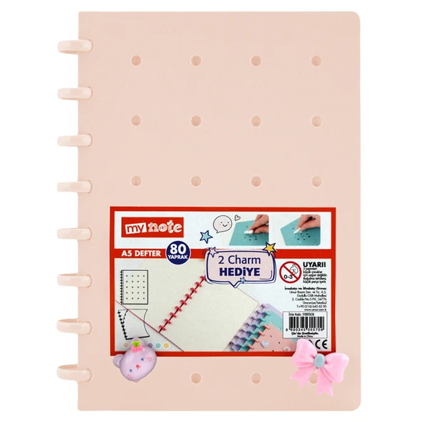 Mynote Mushroom Defter A5 80 Yaprak Charm Hediyeli (4'li Paket) ürün görseli 1