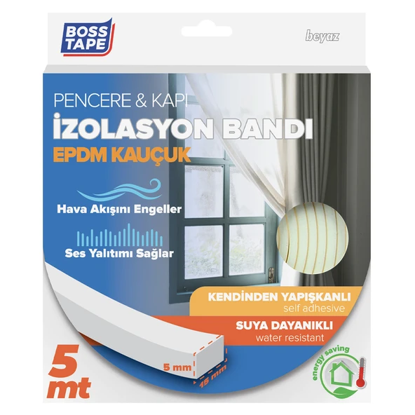 Boss Tape Epdm Kapı Pencere İzolasyon Bandı Beyaz (8'li Paket) ürün görseli 1