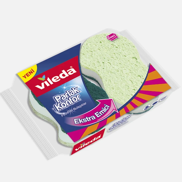Vileda Parlak Konfor 2'li Oluklu Bulaşık Bulaşık Süngerii (7'li Paket) ürün görseli 1