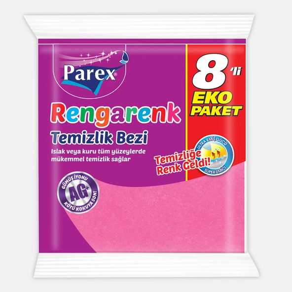 Parex Rengarenk Temizlik Bezi 8'li (6'li Paket) ürün görseli 1