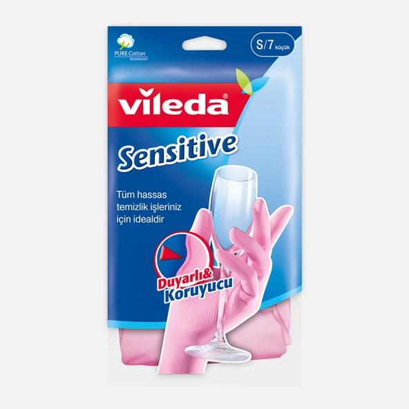 Vileda Candy Pink Sensitive Pamuklu Tek Small Temizlik Eldiveni Pembe (5'li Paket) ürün görseli 1
