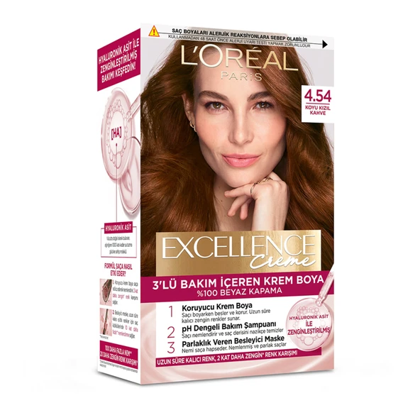 Excellence Creme 4.54 Koyu Kızıl Kahve Saç Boyası 192 Ml (2'li Paket) ürün görseli 1