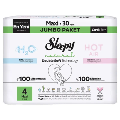 Sleepy Natural Double Jumbo Bebek Bezi Maxi 30 Adet (6'li Paket) ürün görseli 1