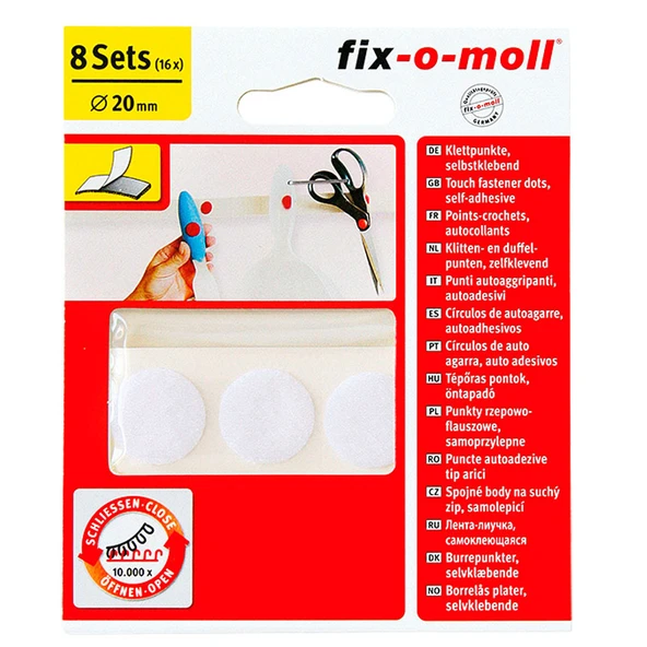 Fix-o-moll Cırtbant Nokta Beyaz 20 mm 8 Set (8'li Paket) ürün görseli 1