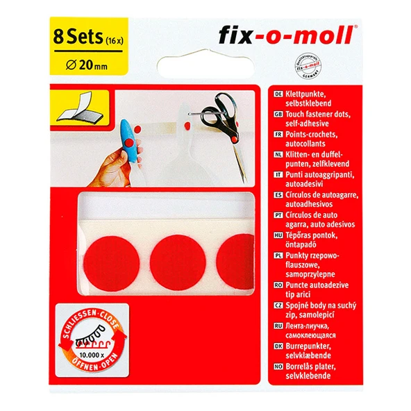 Fix-o-moll Cırtbant Nokta Kırmızı 20 mm 8 S (8'li Paket) ürün görseli 1