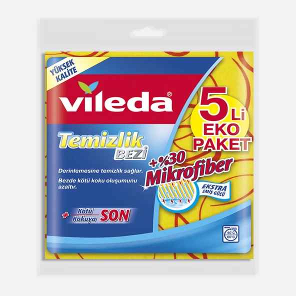 Vileda %30 Mikrofiberli Temizlik Bezi 5'li Paket (5'li Paket) ürün görseli 1
