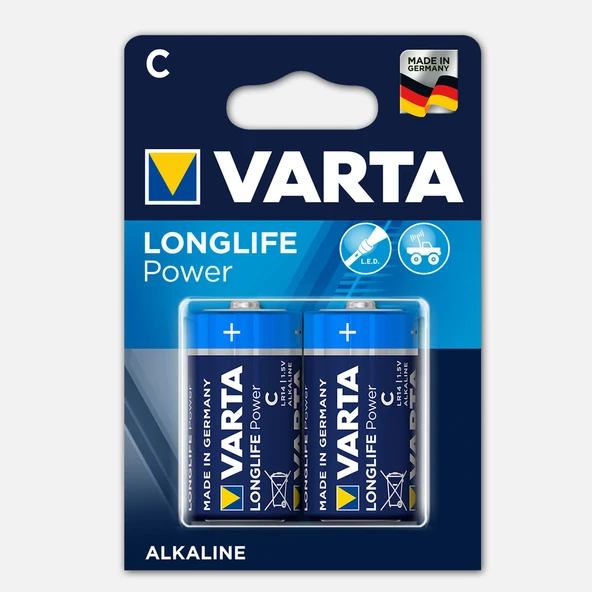 Varta Longlife Power  2 C Alkalin Pil (3'li Paket) ürün görseli 1