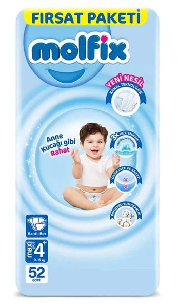 Molfix Bebek Bezi Fırsat Paketi 4+ Beden 9-16 Kg 52 Adet ürün görseli 1