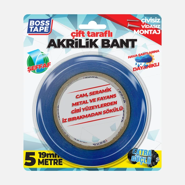 Boss Tape Mavi Akrilik Çift Taraflı Bant (6'li Paket) ürün görseli 1