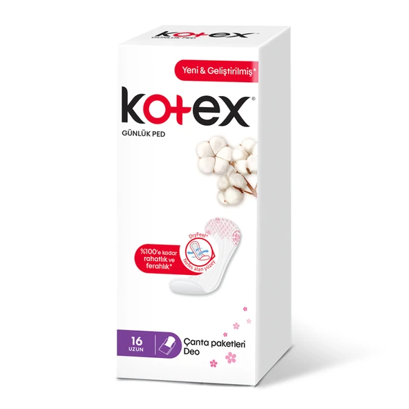 Kotex Günlük Ped Uzun Tekli Paket 16 Ped (8'li Paket) ürün görseli 1