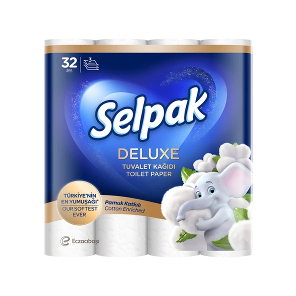 Selpak Deluxe Pamuk Katkılı Tuvalet Kağıdı 32'li (3'li Paket) ürün görseli 1