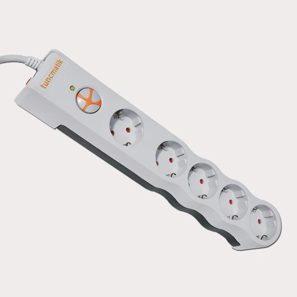 Tunçmatik Powersurge TSK6134 5'li 1050 Joule 1,5 Metre Enerji Koruma Prizi Beyaz ürün görseli 1