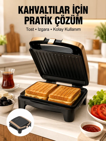 Tost Makinesi Yapışmaz Plaka 1500 Watt Güçlü Performans Yeni Nesil ürün görseli 1