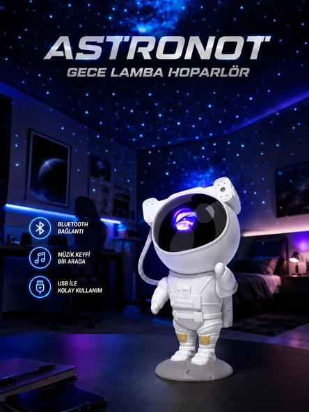 Projeksiyon Astronot Lamba Speaker Sevimli Astronot Bluetooth Hoparlör Yeni Nesil ürün görseli 1