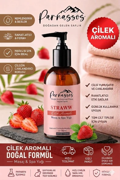 Parnassos Çilek Aromalı Vücut Masaj Yağı 150 ML ürün görseli 1
