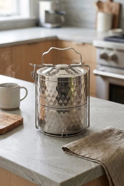 Cooker 2 Katlı Paslanmaz Çelik Sefer Tası YK1840 ürün görseli 1