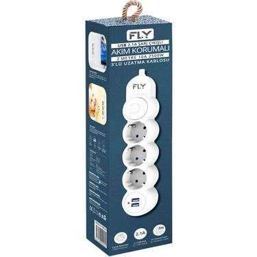 FLY GRUP PRiZ AKIM KORUMALI ANAH. 3LÜ 2MT USB 3393-01 ürün görseli 1
