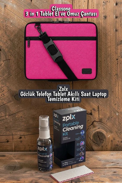 CLK146 3 in 1 13,14"Tablet Laptop El ve Omuz Çantası+Zolx Taşınabilir Ekran Temizleme Kiti Hediyeli ürün görseli 1