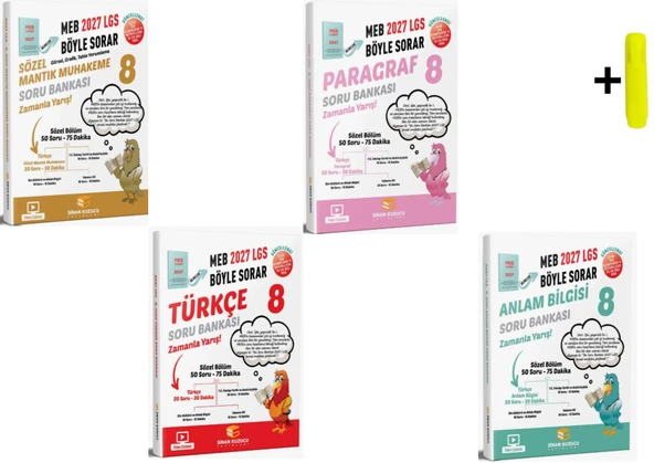 Sinan Kuzucu 8. Sınıf 2027 Lgs Meb Böyle Sorar Türkçe Anlam Mantık Paragraf Seti 4 Kitap ürün görseli 1