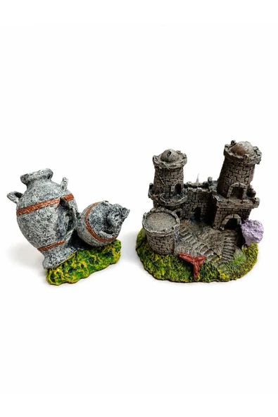 Mini Akvaryum seti 2 Li Set- Üçlü Kule - Anfora Ikili (7 CMX 8,5 CM) ürün görseli 1