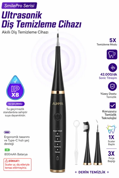 Diş Taşı Temizleme Cihazı Şarjlı Diş Fırçası Sonik Ultrasonik Akıllı Diş Taşı Temizleyici 5 Mod IPX8 ürün görseli 1