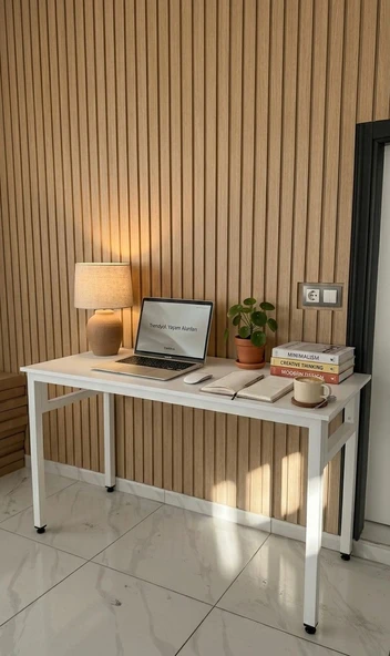 Beyaz 120x60 Çalışma Masası, Bilgisayar Masası, Ofis Masası, Metal Ayaklı ürün görseli 1