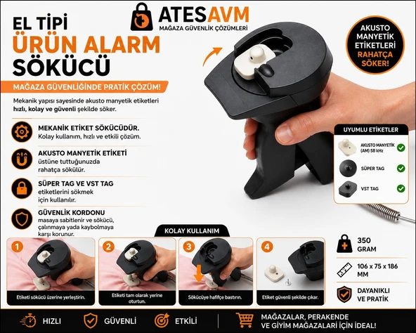 El Tipi Ürün Alarm Sökücü Akusto Manyetik Etiket Sökücü Süper Tag VST Tag Uyumlu ürün görseli 1