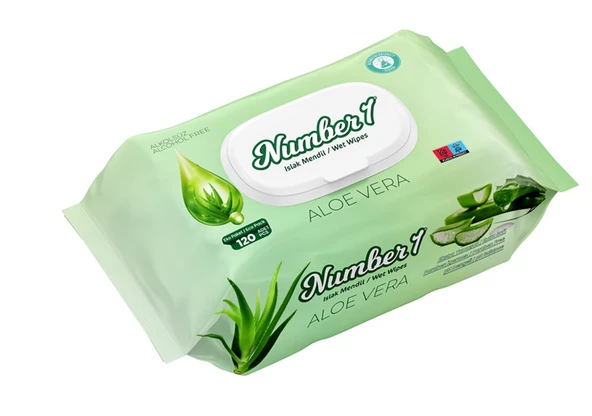 Number 1 Aloe Vera Kokulu Islak Mendil 120'li x 12 Adet-(1 Koli) ürün görseli 1