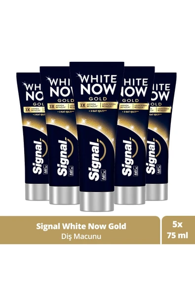 Signal Diş Macunu White Now Gold Anında 3 Kat Beyazlık 75 ml 5 Adet ürün görseli 1