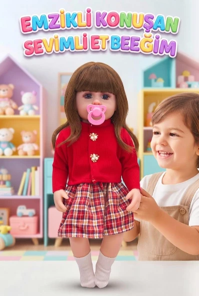 Emzikli Sevimli %100 Et Bebek - 50 cm Konuşan Gerçekçi Oyun Arkadaşı İnteraktif Eğitici Oyuncak ürün görseli 1